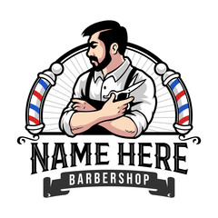 BARBERSHOP VINTAGE RETRO LOGO TEMPLATE