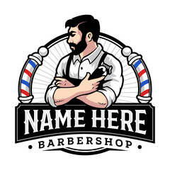 BARBERSHOP RETRO VINTAGE LOGO TEMPLATE