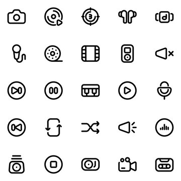 multimedia line icon sheet
