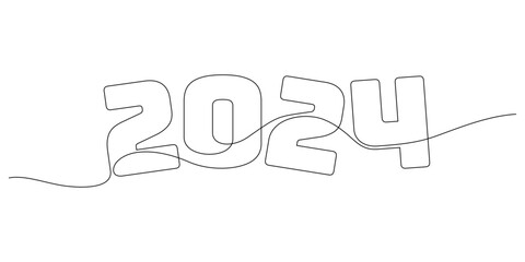 continuous line drawing 2024 beginning of the year thin line illustration