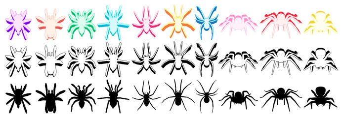 Set collections spider icon colorful trendy design vector illustration