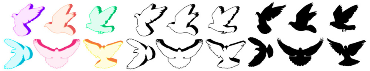 Set collections trendy flying dove icon logo design vector illustration