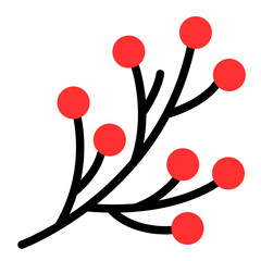 Christmas Holly Flat Icon Design Vector