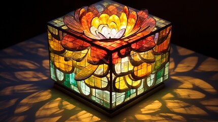 Radiant 3D floral patterns resembling a pixelated mosaic, each petal crafted from an arrangement of glowing, luminous squares and rectangles.