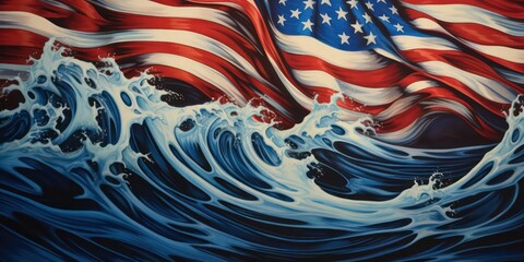 American Flag with wave.