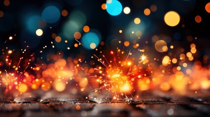 Naklejka premium Colorful Christmas Firework Above Beautiful , Background HD, Illustrations