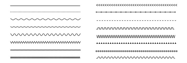 Set of vector line border. Lines, waves, zigzag, borders.  Geometric vintage line collection. Doodle design. Vector illustration
