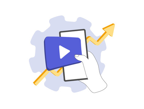 Video optimization with SEO for search algorithms. Increase in number of video subscribers and channel views. Video seo vector isolated illustration on white background with icons