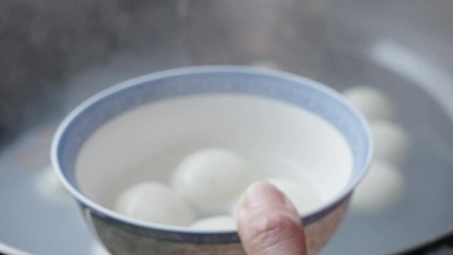 Boiled sweet dumping or tangyuan. traditional Chinese new year food .