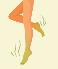 Smelly Feet Vector with Bad Odor Concept Illustration. Unpleasant smell from bacteria and dirty feet.
