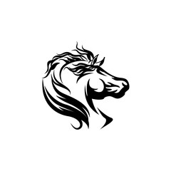 using the concept of a horse's head,Vector silhouette of a horse's head.