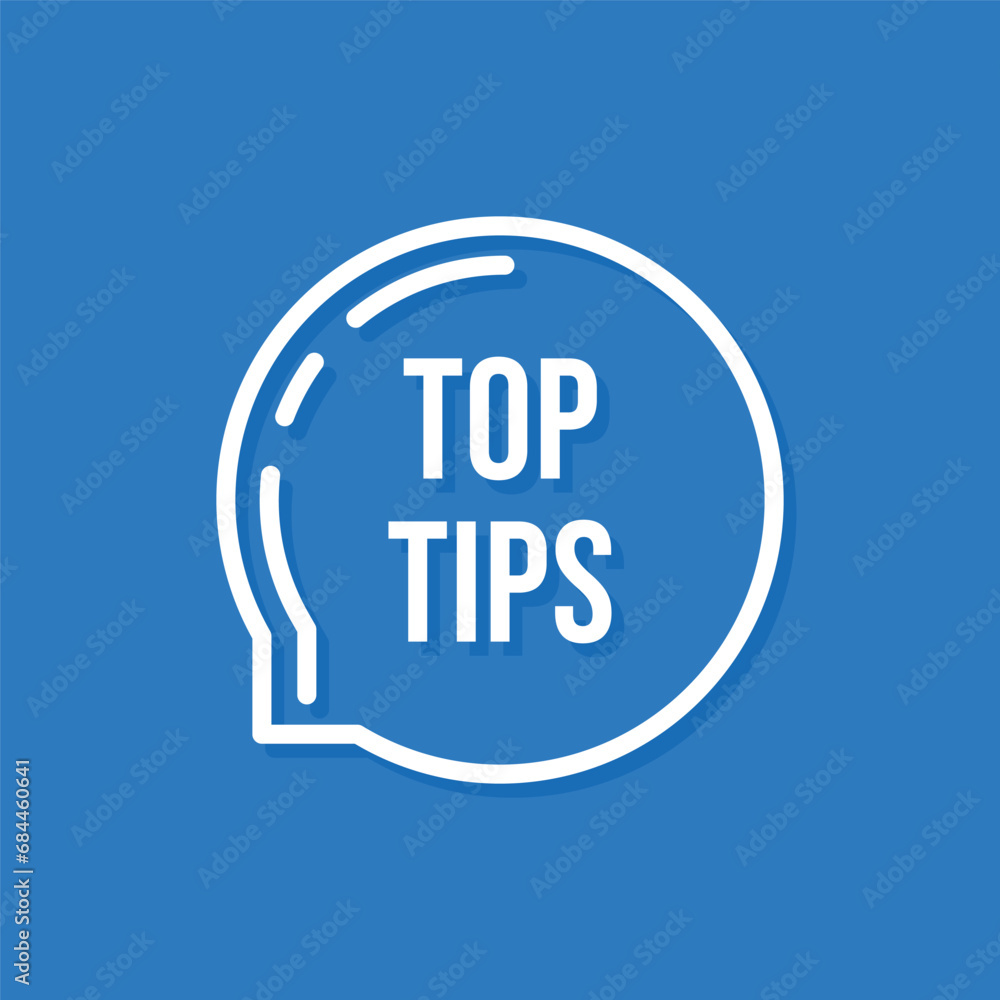 Aufkleber thin line top tips minimal bubble. concept of blog speechbubble with faq text. flat lineart style tr