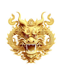 illustration of gold dragon with chinese new year ornament ai generative