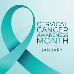 Cervical Health Awareness Month design template good for celebration usage. teal ribbon for template. ribbon vector design. cervical awareness design.
