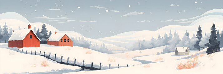 simple winter landscape background illustration 