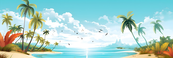 Fototapeta na wymiar simple tropical landscape background illustration 