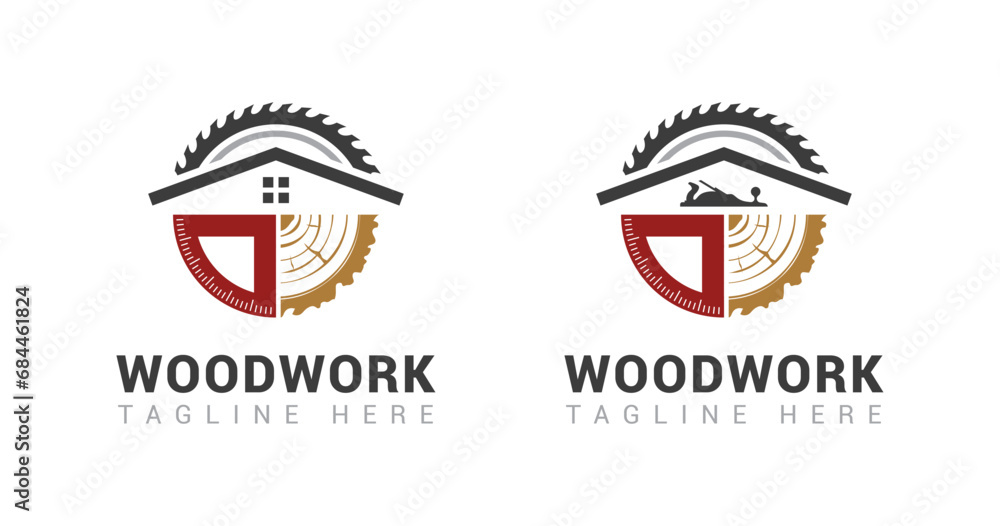 Wall mural woodworking logo design template. capenter industry logo design