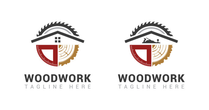 Woodworking logo design template. Capenter industry logo design