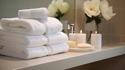 Fototapeta na wymiar Bathroom with towels