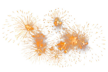Isolated gold fireworks on white