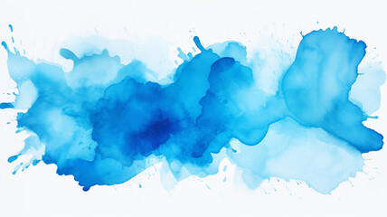 Abstract blue into light blue watercolor blot painted background