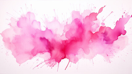 Amazing pink watercolor splashes on white background