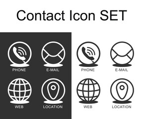 Fototapeta premium Contact Icon Set Vector Black Favicon template Phone, E-mail, Web, Location symbol.