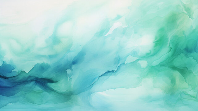 Abstract watercolor paint background by teal color