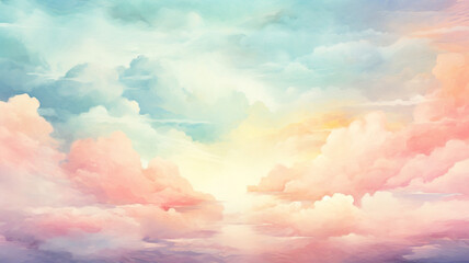 Colorful watercolor background of beautiful abstract sunset