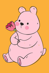 Obraz na płótnie Canvas pink teddy bear with flower