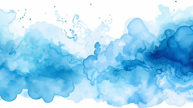 Blue gradient to light blue watercolor on white background illus
