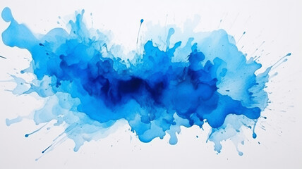 Vivid blue watercolor or ink stain with aquarelle design - obrazy, fototapety, plakaty