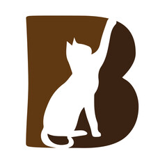 Alphabet B with Cat logo. English alphabet B. Children's colored letter B. Black cat vector illustration for icon, symbol or logo vector illustration.