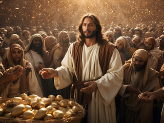 Jesus Christ feeding multitudes