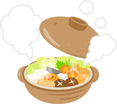 湯気を上げる土鍋料理