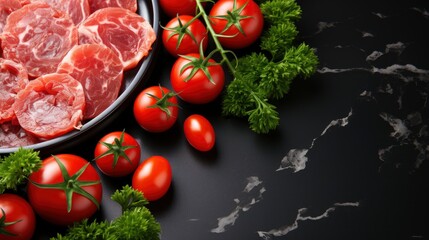 Festive Ham Served Tomatoes On Crumpled , Background HD, Illustrations