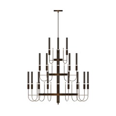 chandelier on the ceiling isolated on white background, hanging lamp, pendant light, 3D illustration, cg render