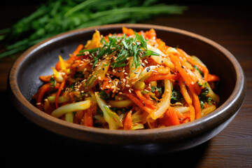 Korean cabbage and carrot salad - obrazy, fototapety, plakaty