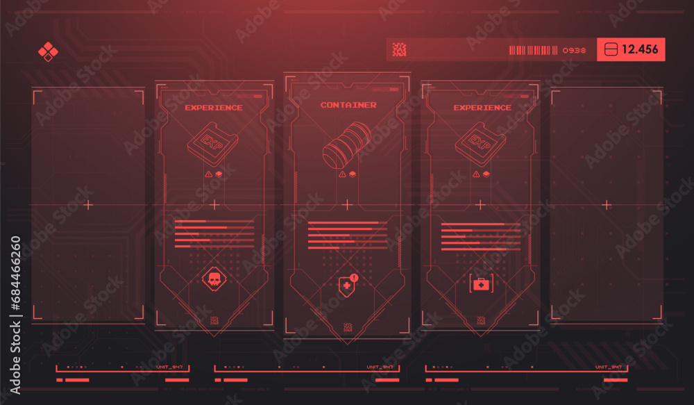 Poster sci-fi futuristic hud dashboard display virtual reality technology screen. game ui screen, abstract 