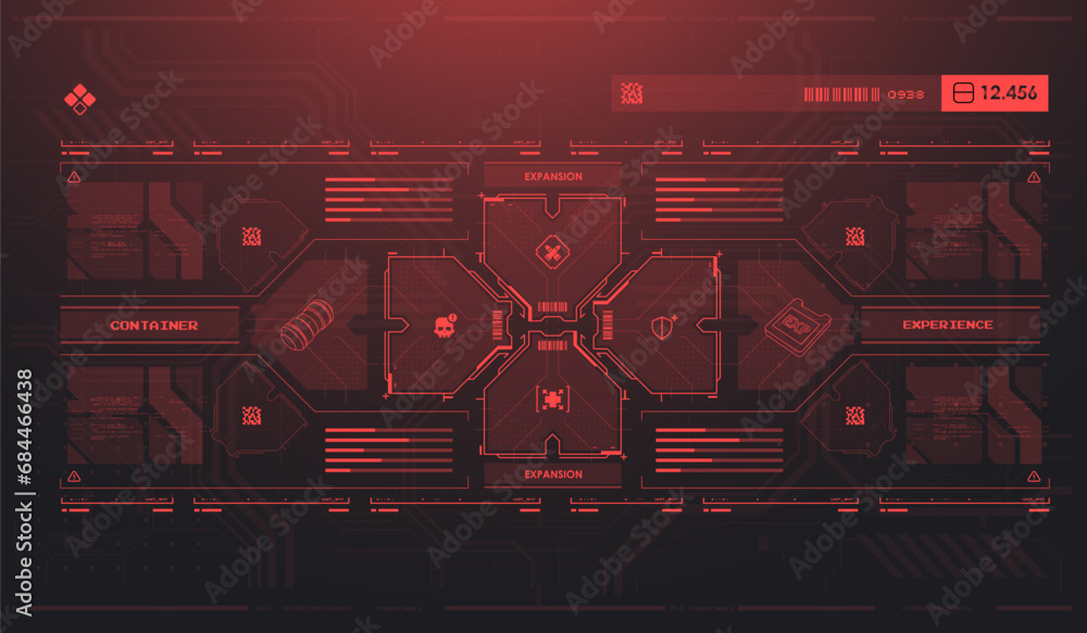 Poster sci-fi futuristic hud dashboard display virtual reality technology screen. game ui screen, abstract 