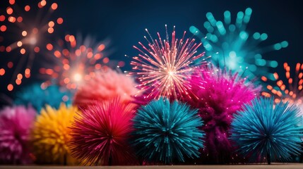 Obraz na płótnie Canvas Fireworks New Year Copy Space Abstract , Background HD, Illustrations