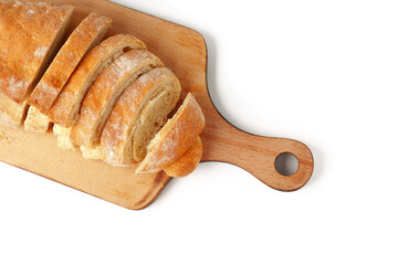 Sliced sourdough bread isolated on white background