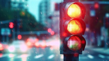 blurred traffic light trails on road generative AI