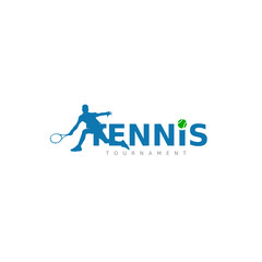 Tennis player action with a tennis racket and ball, logo template