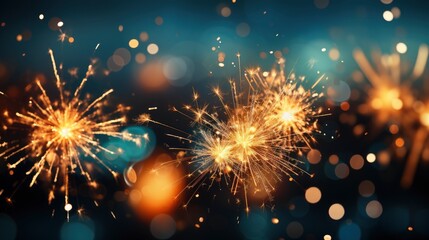 Fototapeta premium Fireworks That Explode Air Very Beautiful , Background HD, Illustrations