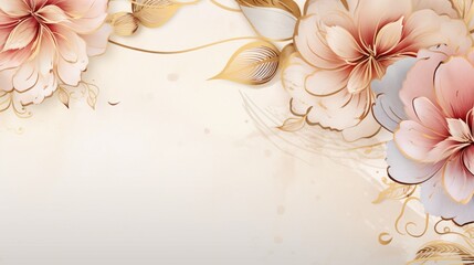 flower abstract background that exudes luxury and abstract art, with intricate golden line art...