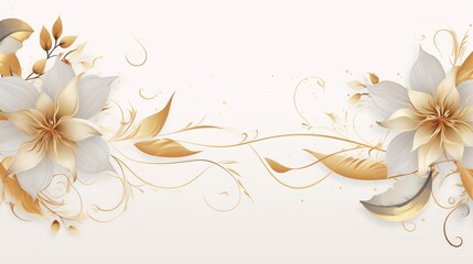  vector background with a luxurious touch, incorporating golden line art flower and botanical leaf patterns, along with organic shapes, Intended for banners, posters, display
