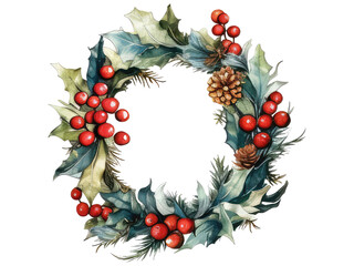 watercolor wreath flower illustration christmas decoration clipart
