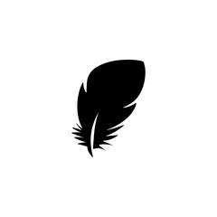 Feather, antique pen black vector icon