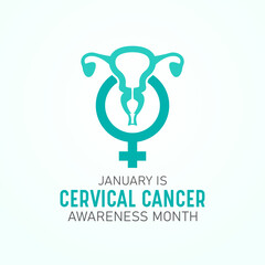 Cervical cancer awareness month is observed every year in january. January is cervical cancer awareness month. Vector template for banner, greeting card, poster with background. Vector illustration. - obrazy, fototapety, plakaty